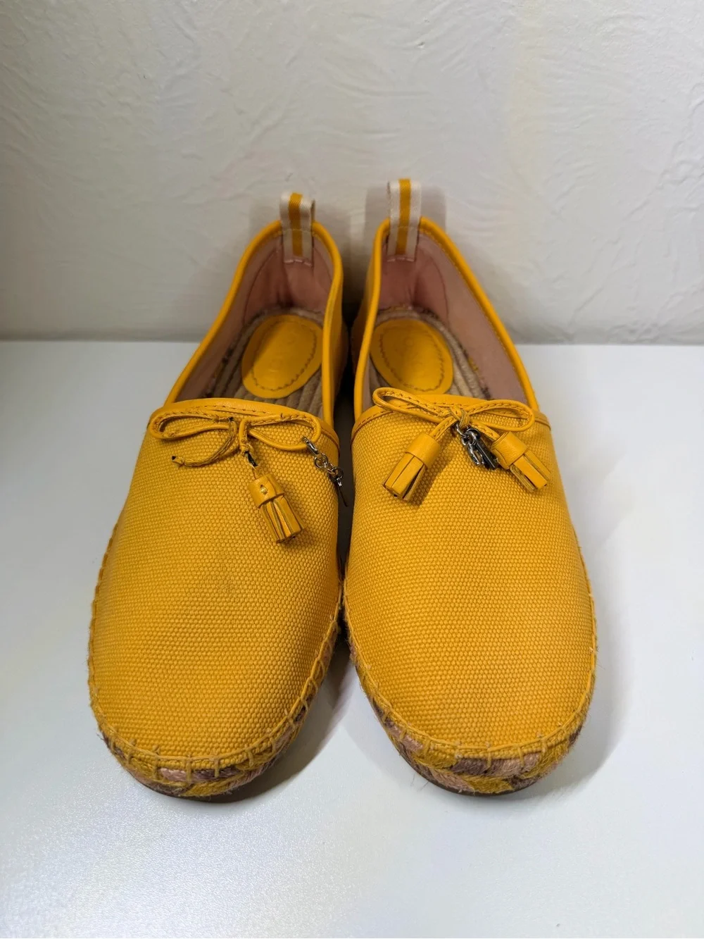 Coach Yellow Canvas Espadrille Flats